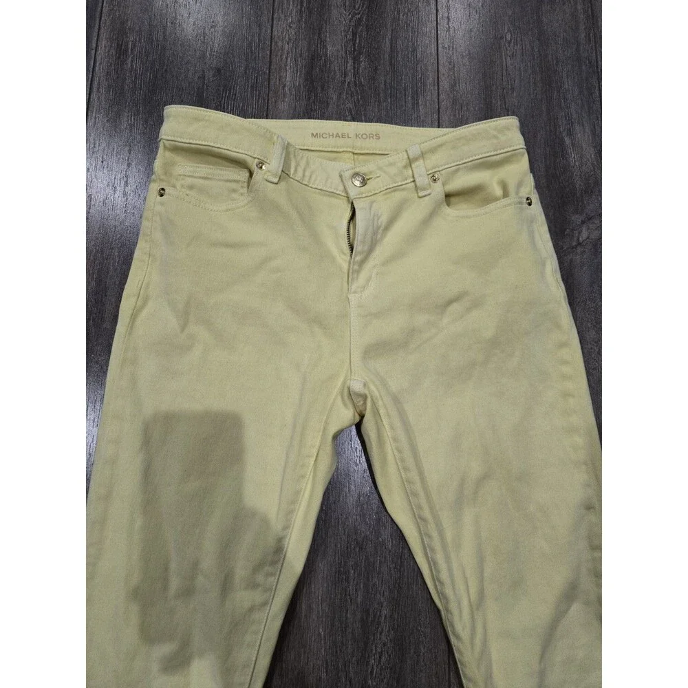 Michael Kors Izzy Womens Size 8 Yellow Skinny Jeans Stretch Denim Mid Rise